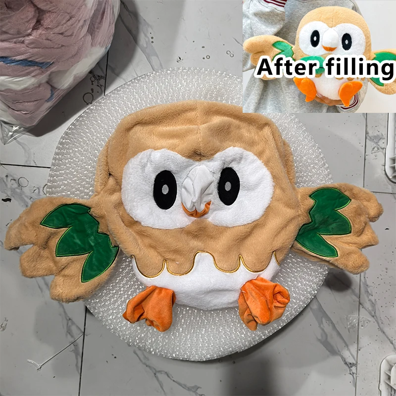 Pluszaki Pokemon Rowlet z anime, ogromne pluszaki Pokemon, uroczy ptak, półwykończona skórzana poduszka-worek, prezent dla dzieci na Boże Narodzenie