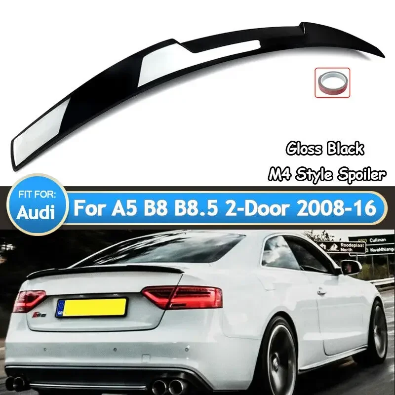 For Audi A5 B8 B8.5 Coupe 08-16 Duckbill M4 Style Gloss Black Rear Spoiler Wing