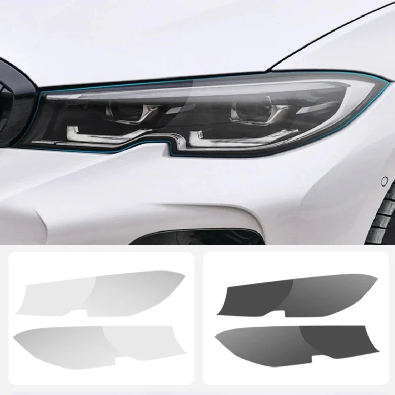 Car Headlights Protective Film Black Tint Wrap Vinyl Transparent TPU Column Pillar Stickers For BMW 3 Series G20 G21 2019-2021