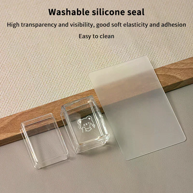 Transparent Rectangle Nail Art Stamper With Scraper Silicone Head Transfer Tool Fast Clear Jelly French Stamping Manicure