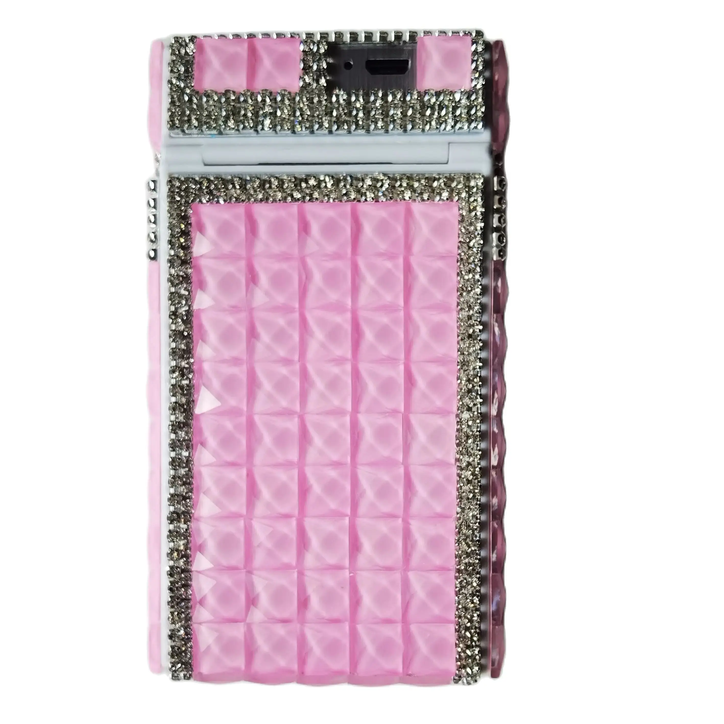 Exquisite Diamond Shiny Long Women Cigarette Case Box USB Charging Lighter 100s Slim Cigarettes Stylish Luxury Pink Cigarette A