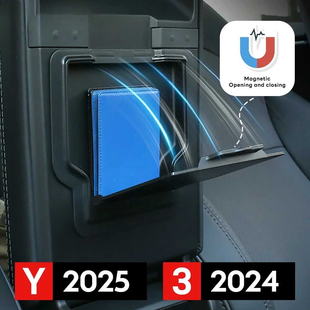 

Для Tesla Model Y Launch 2025 Model 3 Highland 2024, подлокотник, скрытый магнитный ящик для хранения, АБС-пластик, органайзер для интерьера автомобиля, чехол для гаджетов