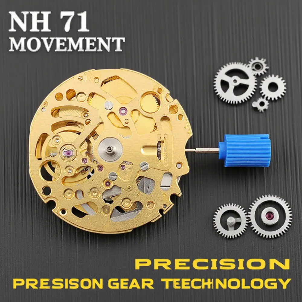 

Watch movement Jap gold NH71 high-precision skeletonized movement automatic winding 24 gemstone mechanism watch accessory