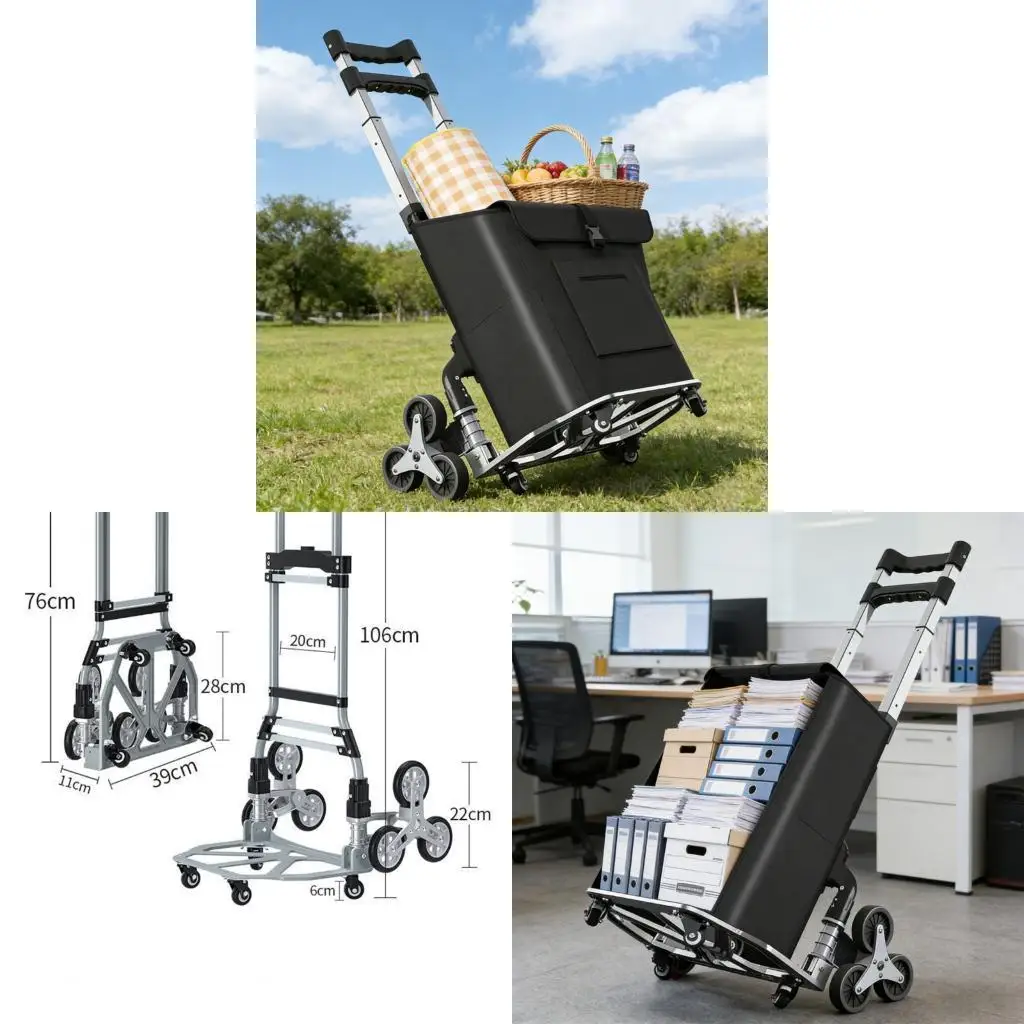 Pack of 1 Use Folding Carriers 220.46 Lbs Load Bearing Easy Fold Design Ergonomic Grip Quiet Rollers for Versatile Applications