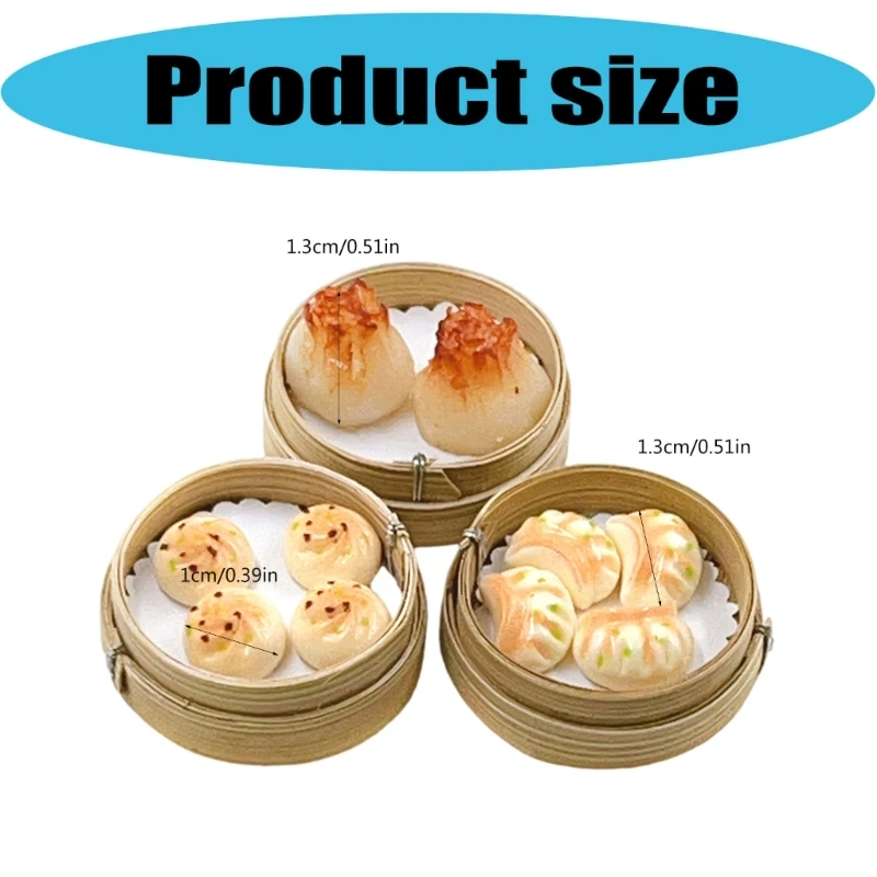 安全なミニチュア蒸し器パン団子リアルなドールハウスダイニングシーンディスプレイアクセサリーモデル置物キッチン小道具 15UB