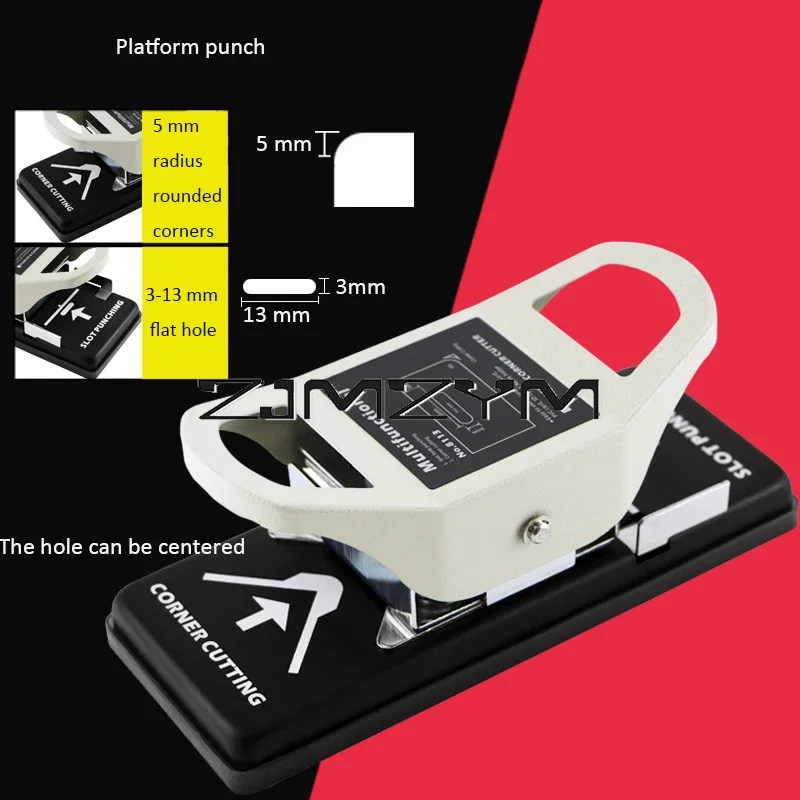 PVC Flat Hole Punch, Soco de canto R5, Chanfro Alicatador duplo, Cartão multifuncional de mesa, Soco de dupla finalidade