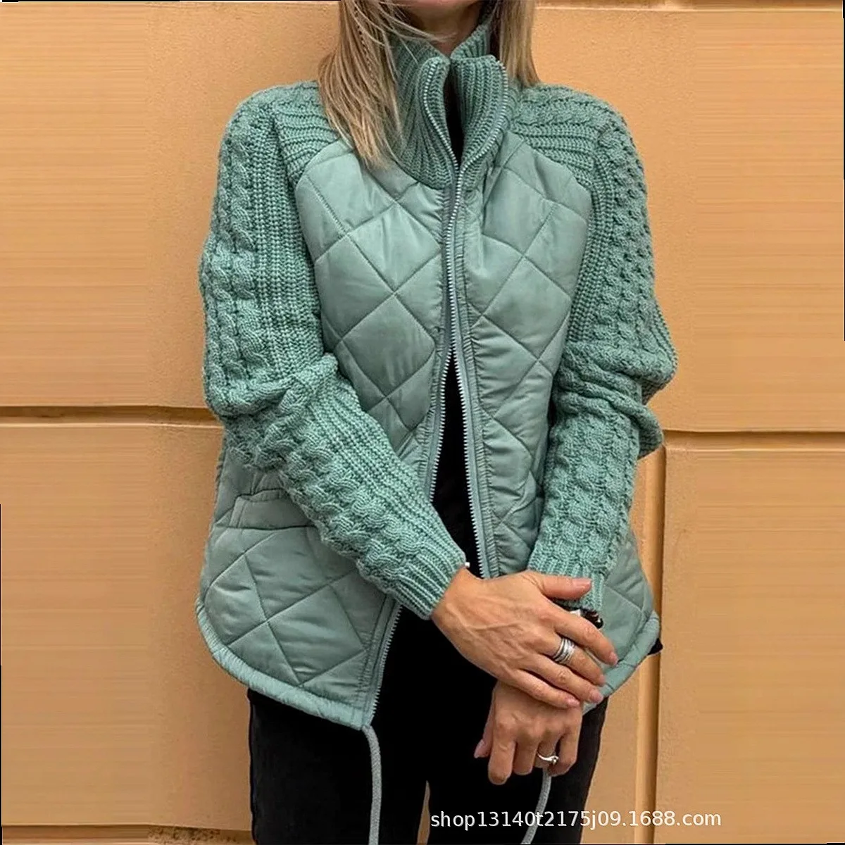 Women Zip Up Cardigan Stand Collar Coat Cotton Padded Outerwear Spring Summer Cardigans