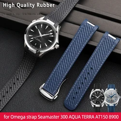 20mm Watchband Curved End Silicone Rubber Watch band with Metal for Omega strap Seamaster 300 AQUA TERRA AT150 8900 + Tools