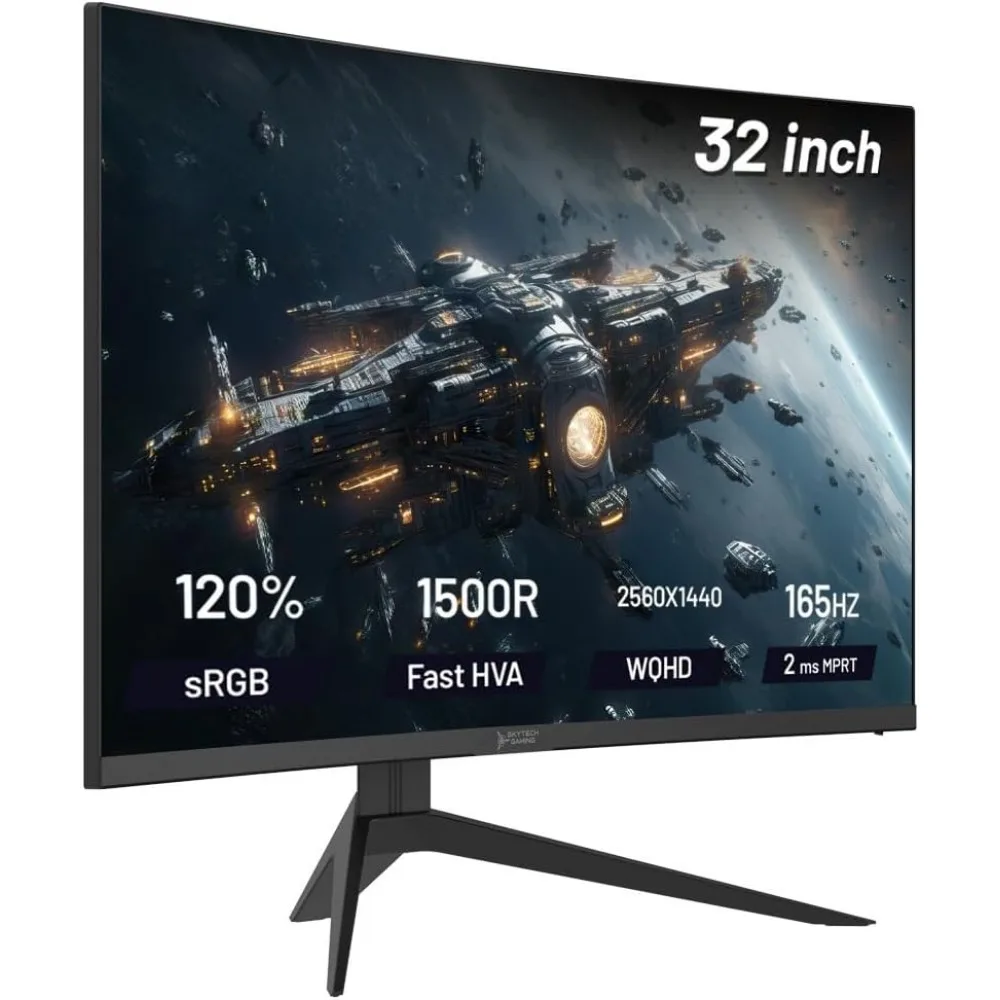 

32-inch Curved Gaming Monitor up to 165Hz, QHD 2K(2560 x 1440), 2ms Response Time, 1500R VA Panel, FreeSync & G-Sync