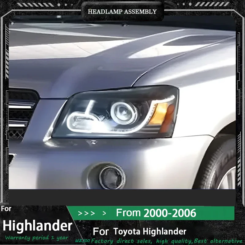 LED Projector Headlights For Toyota Highlander SUV 2000 2001 2002 2003 2004 2005 2006 2007 Front Lamps Headl Lamps High Low Beam
