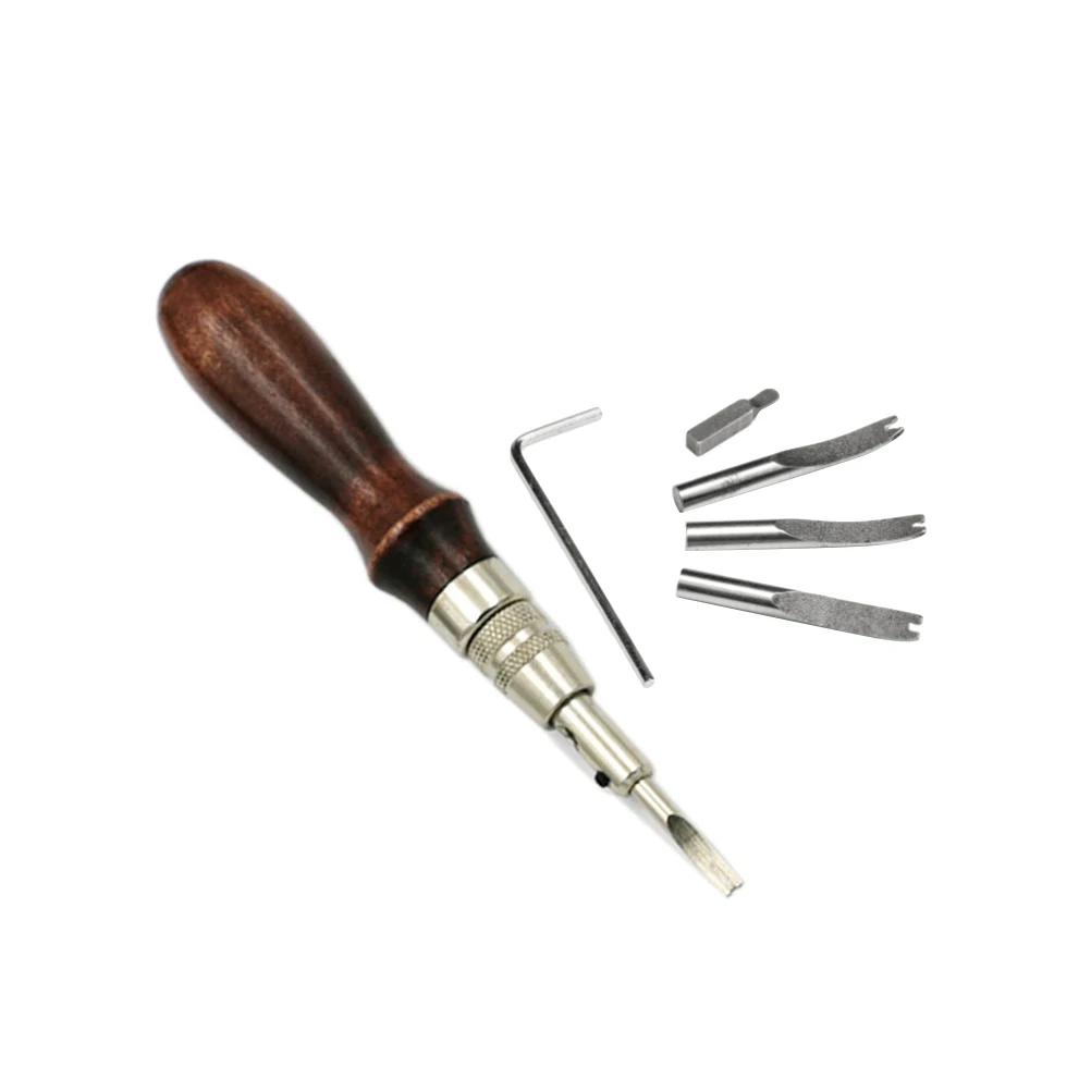 

7pcs Craft Tools Stitching Groover Skiving Edger Steel Beveler Slotting Machine Wood Handle For Belt Wallet Handbag