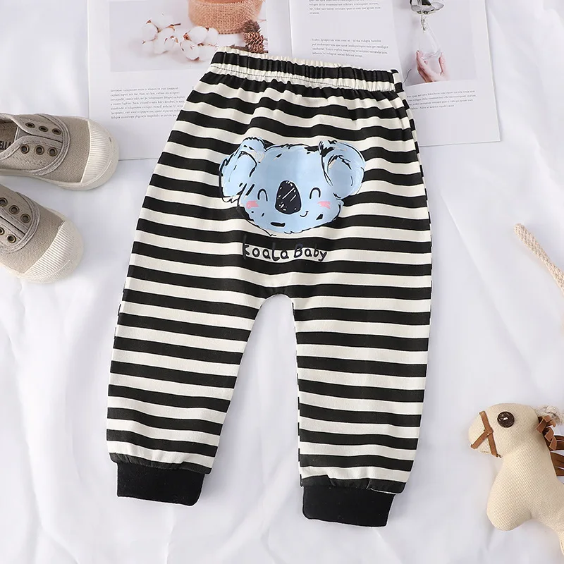 0-4Y Infant Boys Girls Pants Cotton Cartoon Baby Boys Pants Autumn Soft Big PP Baby Boys Loose Trousers