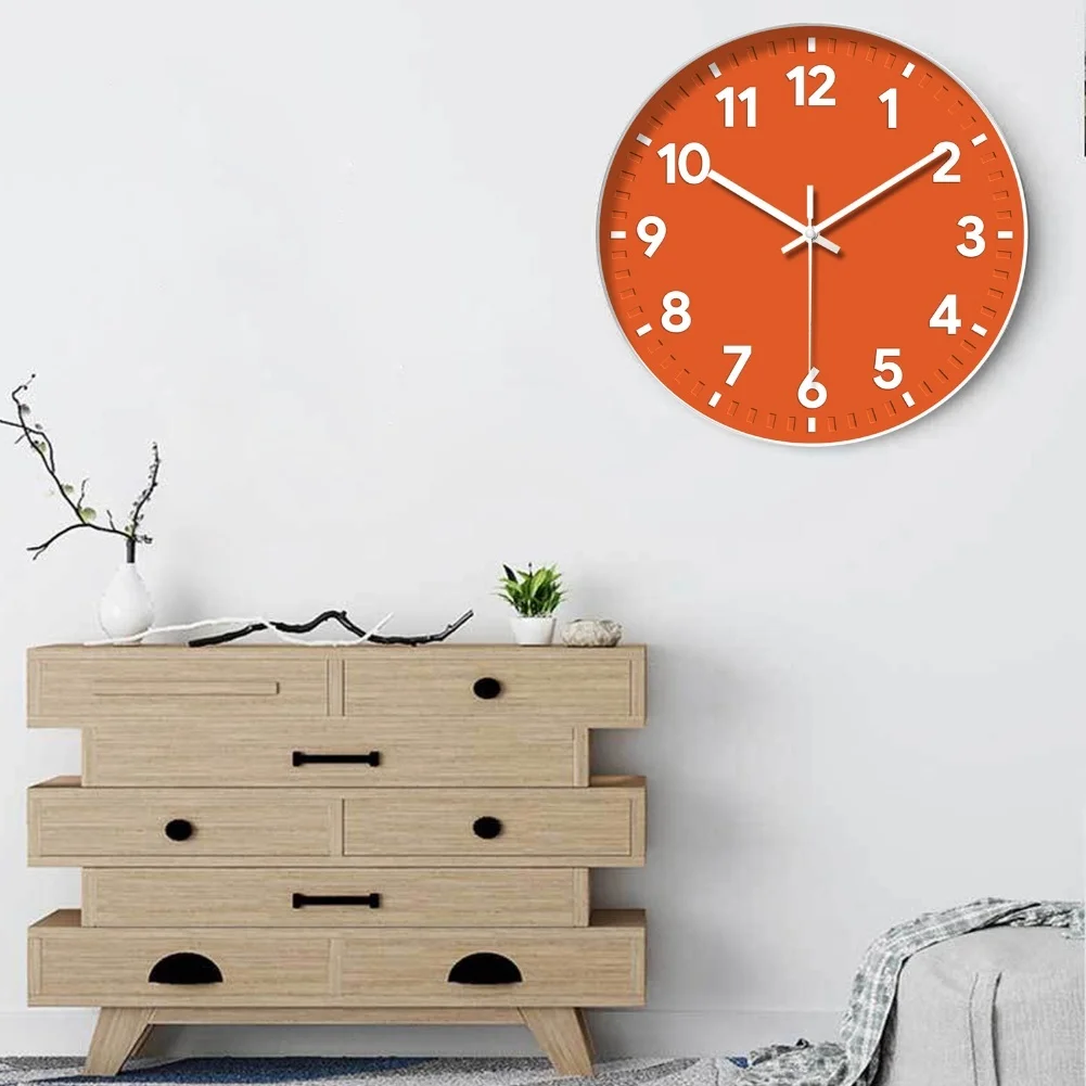 

Grey Wall Clock 12Inch Silent Non Ticking Clock For Living Room Bedroom Kitchen Office Decor Plastic Battery Operated Wall Clock