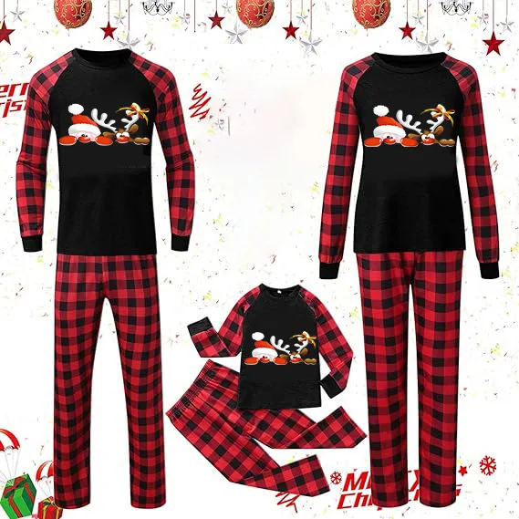 

Christmas Pajamas Family Funny Snowman Elk Cartoon Printed Home Suit Set Milk Silk Parent-child Set Christmas Family Outfit