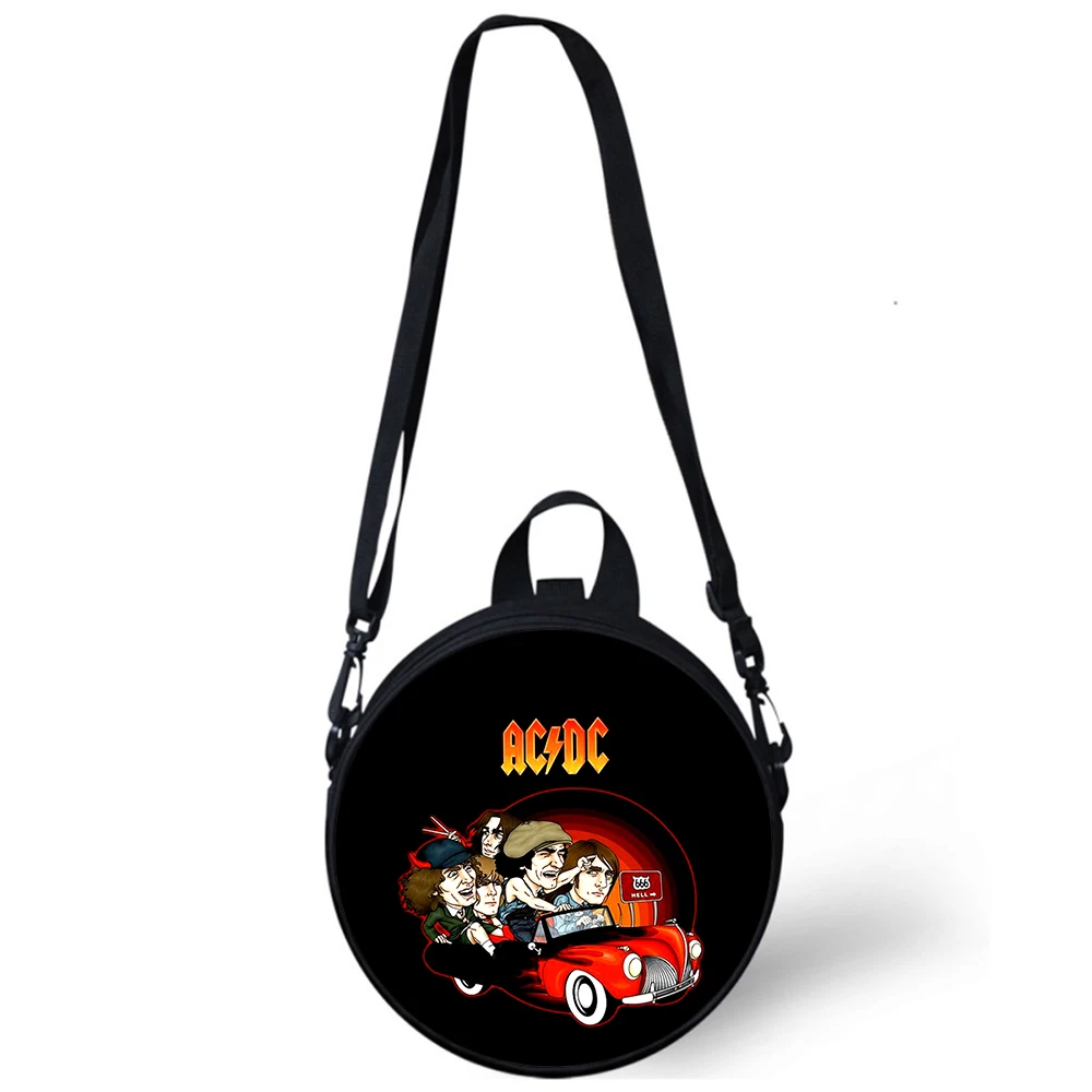 Borsa per asilo per bambini con banda AC DC Borse a tracolla a tracolla con stampa 3D per le donne della scuola Mini zaini rotondi Borsa Rugtas