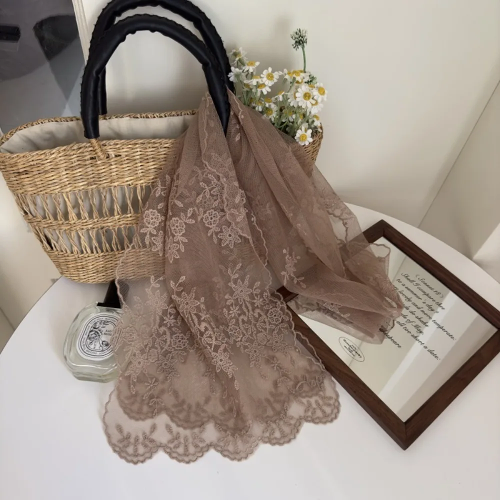 

Fashion Ribbon Lace Embroidery Scarf Printed Thin Long Scarves Neckerchief Dressing Decoration Flower Scarf Party