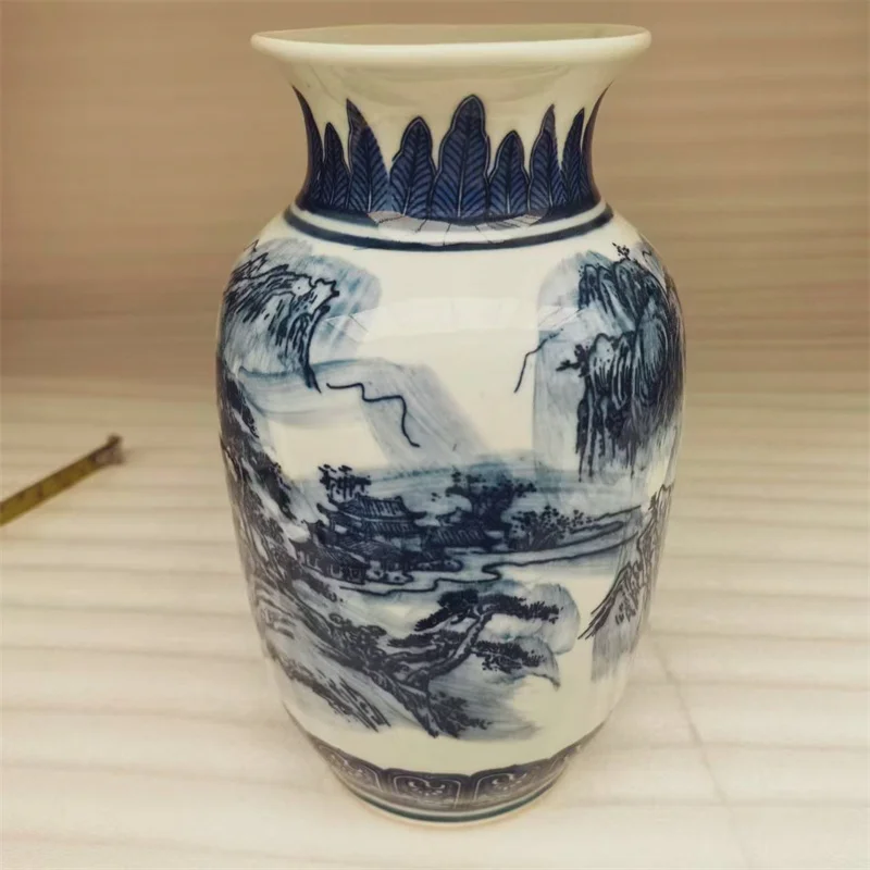Chinese Old Porcelain Blue And White Landscape Pattern  Vase