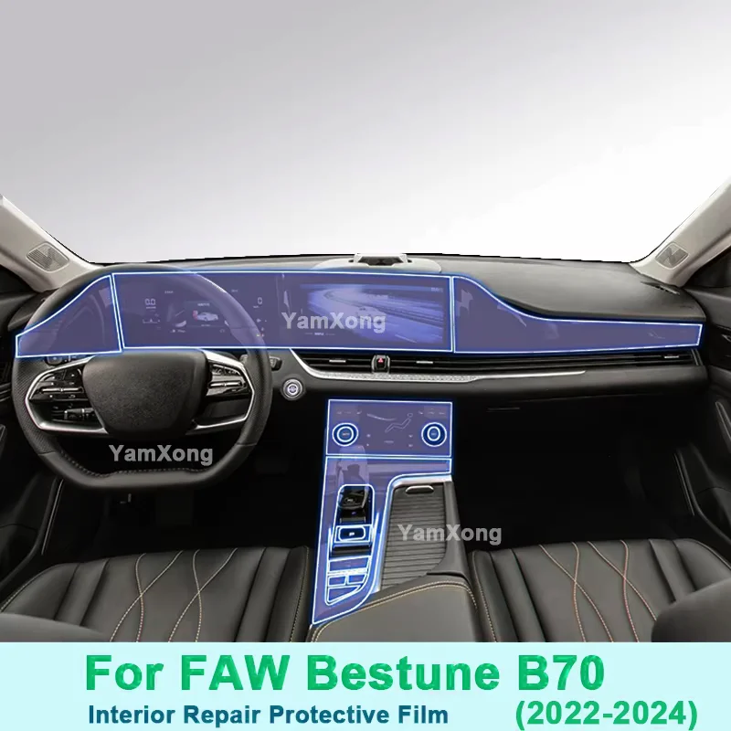 

Car Interior Protective Film For FAW Bestune B70 2022-2024 Dashboard Cover Center Console Film Anti Scratch Carbon Fiber