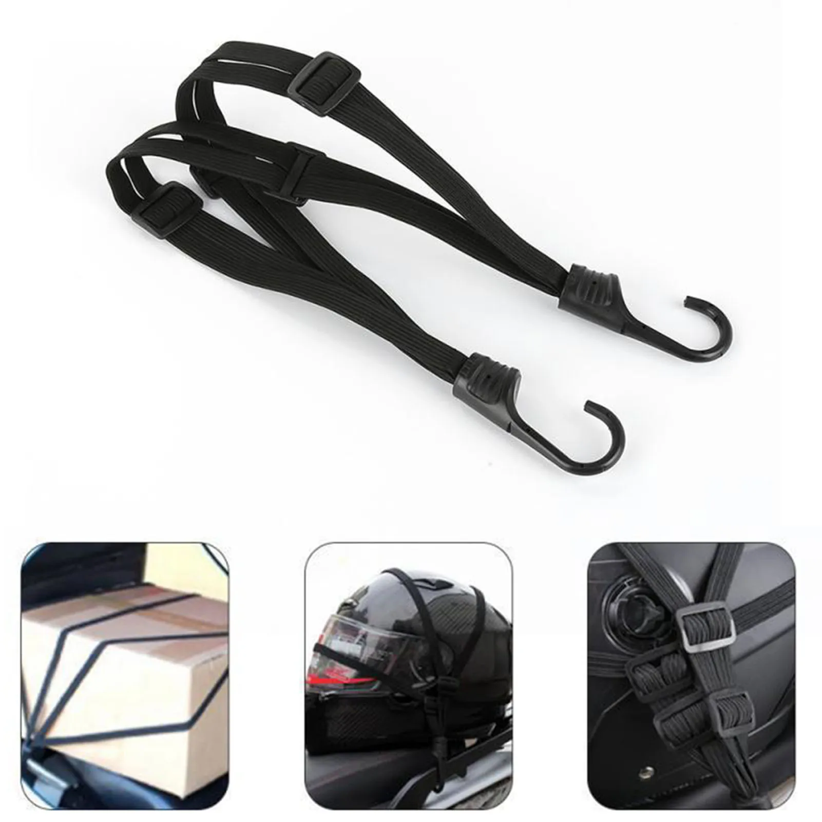 60/90cm Elastic Rope with Hook Durable Weather Resistant Strap for Motorcycle Bicycle Luggage Helmet Tie Down Outdoor Tools