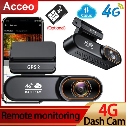 4G LTE Dash Cam Remote Real-Time Monitoring Car Security Camera Supports Cloud Storage Night Vision GPS Car DVR