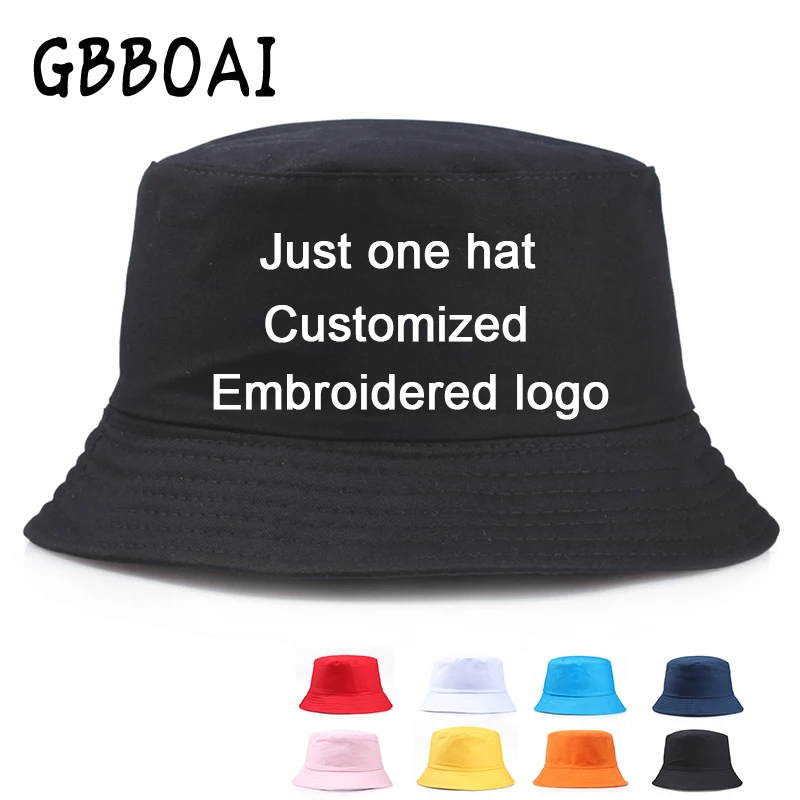 Custom Logo Embroidery Bucket Hat Unisex Bob Caps Hip Hop Gorros Men Women Summer Panama Cap Beach Sun Fishing Boonie Hat