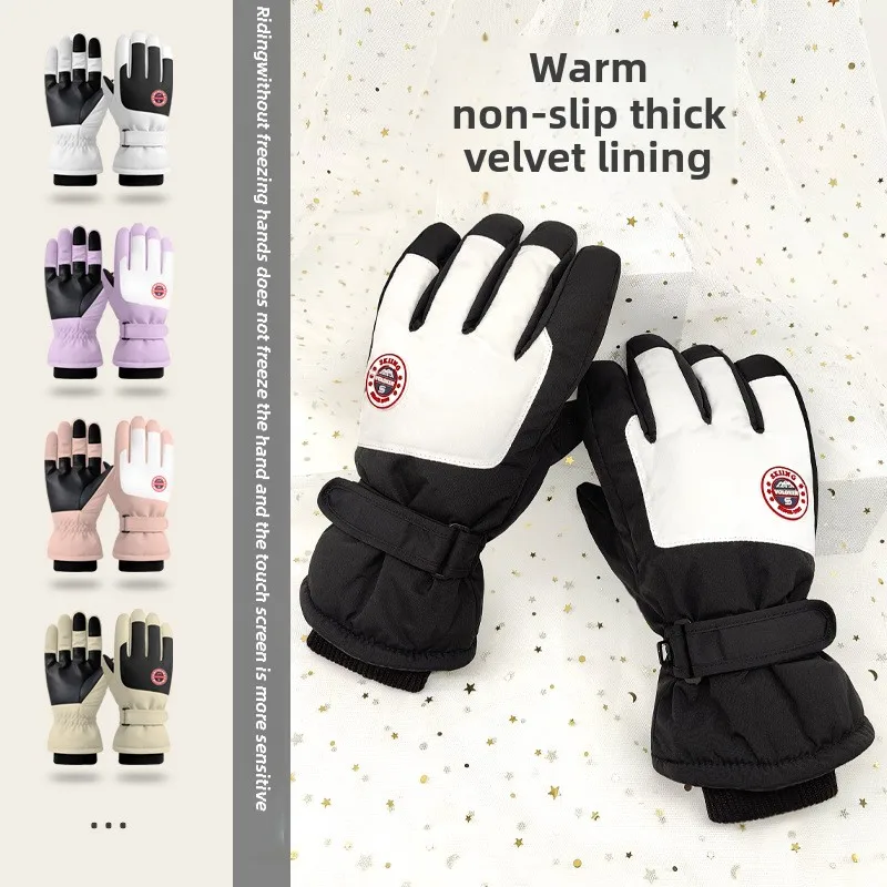 

Ski Gloves Winter Warm Fleece Thickened Touchscreen Gloves Windproof Coldproof Sports Outdoor Cycling Gloves