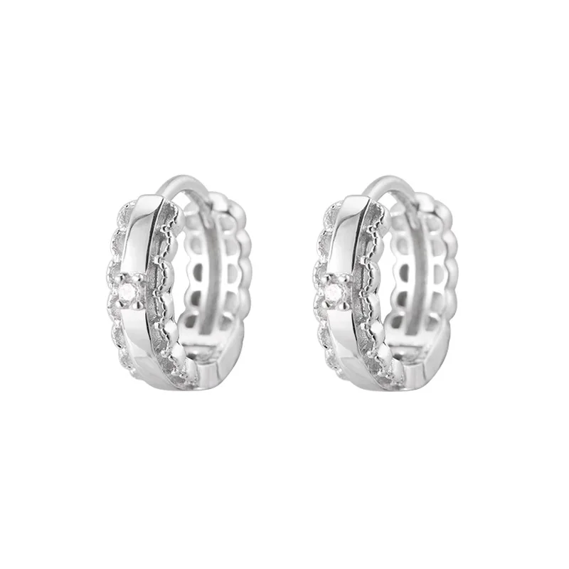 

Серьги из серебра 925 пробы с кружевной отделкой и цирконом, простые элегантные универсальные уникальные ювелирные изделия, женские серьги-гвоздики Pendientes Mujer JHE53