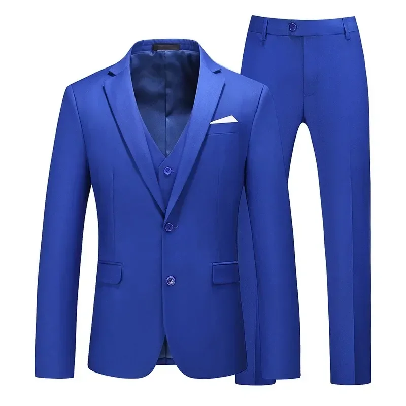 best wedding Groom\'s Wedding Dress three-piece suit Male Party Tuxedo (Jackets+Vest+Pants) Men\'s High Quality Business Blazers