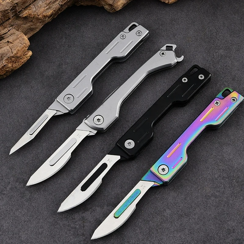 420 Stainless Steel Scalpel EDC Folding Knife Multifunctional Tool Free 10pcs NO11/24 Replaceable Blades carving utility Tools