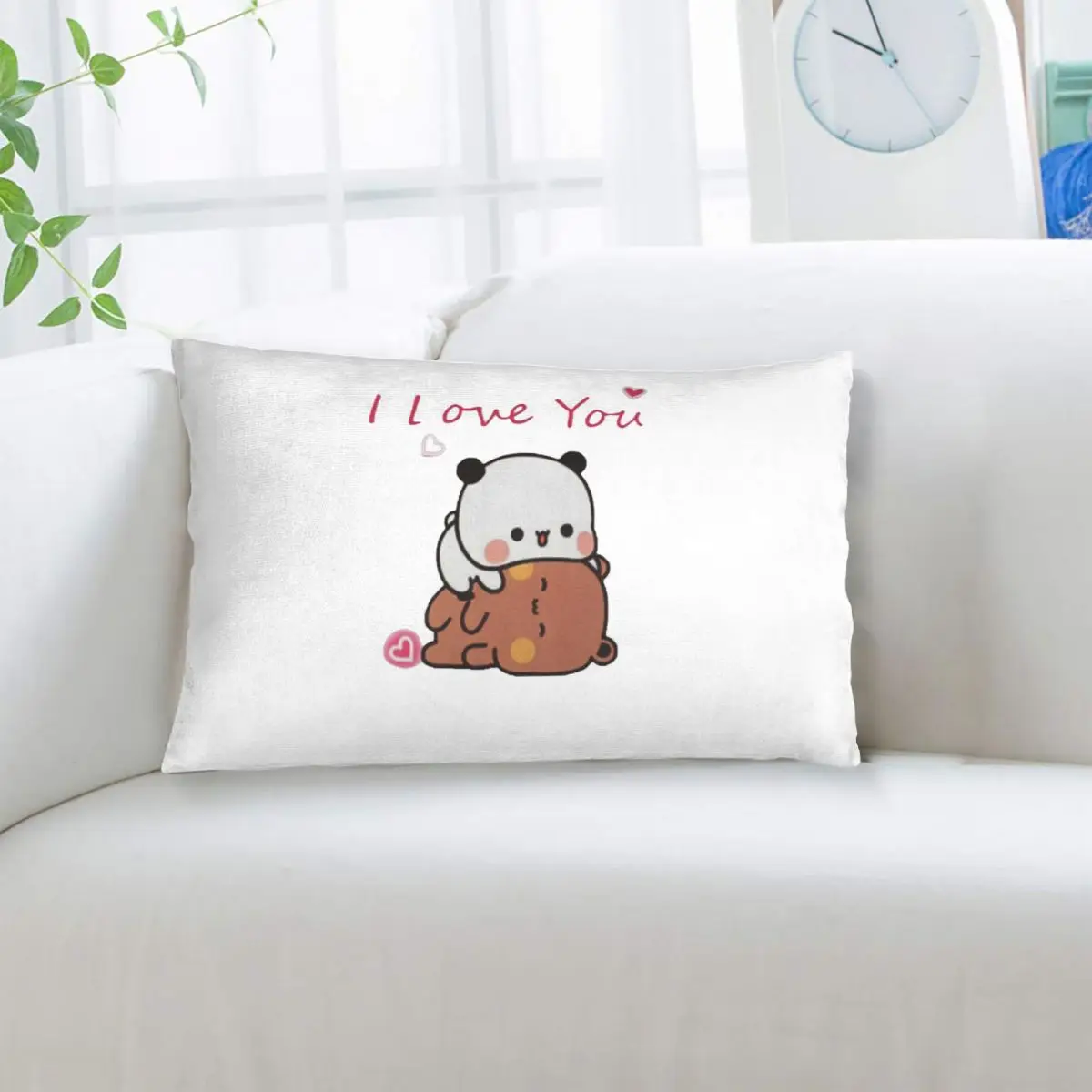 Bubu Dudu Panda And Brownie Bear Couple Rectangle Pillowcase Cushion Cover Decor Bedroom Bed Home Comfort Throw Pillow
