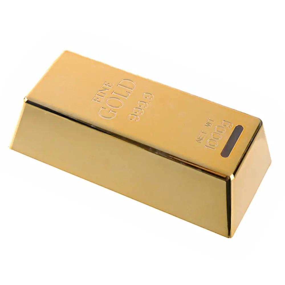 

Gold Bar Shaped Money Box Plastic Rubber Coin Bank Saving Container Piggy Bank Home Decor Money Boxes Storage Jars