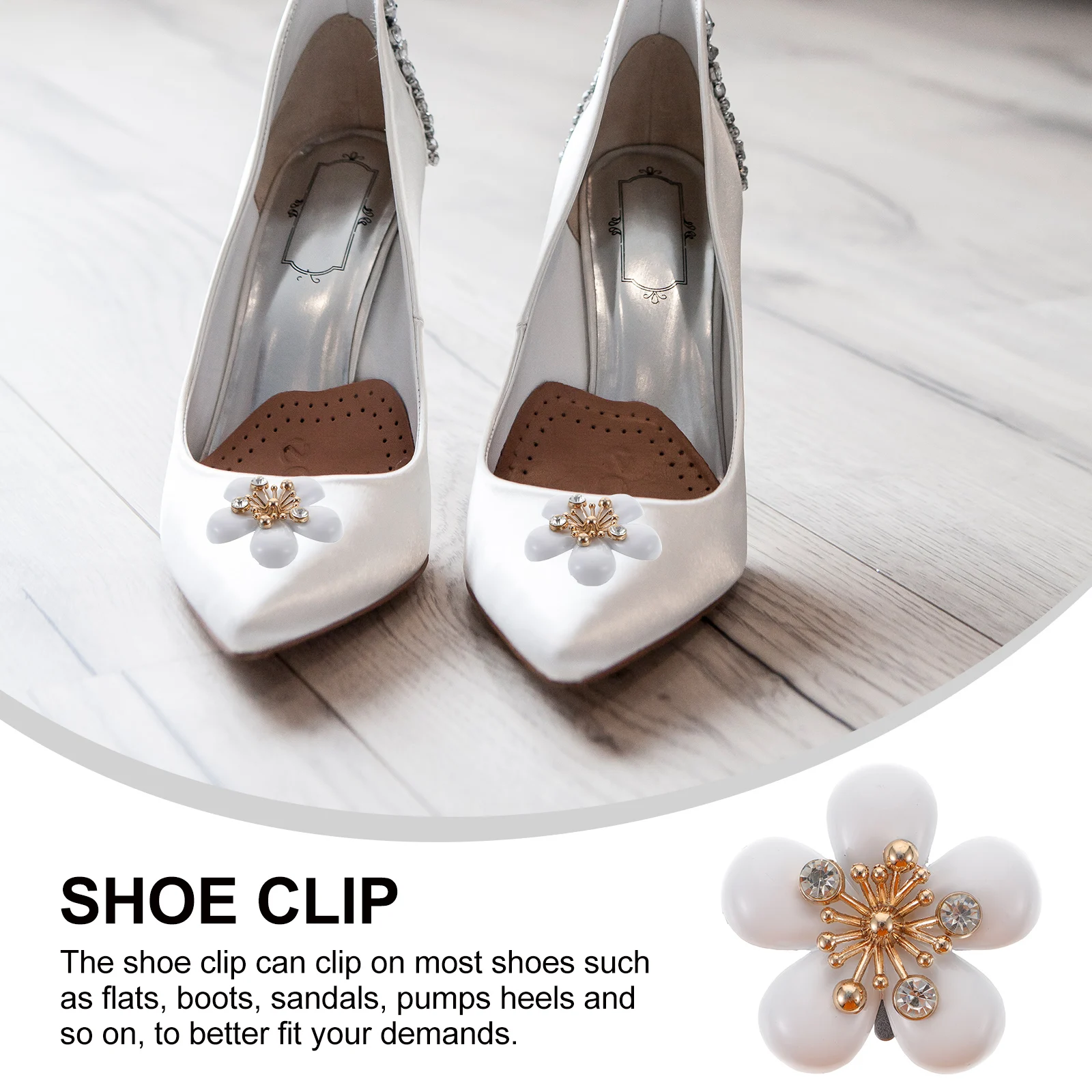 

Rhinestone Shoe Clips Charms Bridal Shoes The Flowers Wedding Detachable Buckle Alloy for Women's Heels