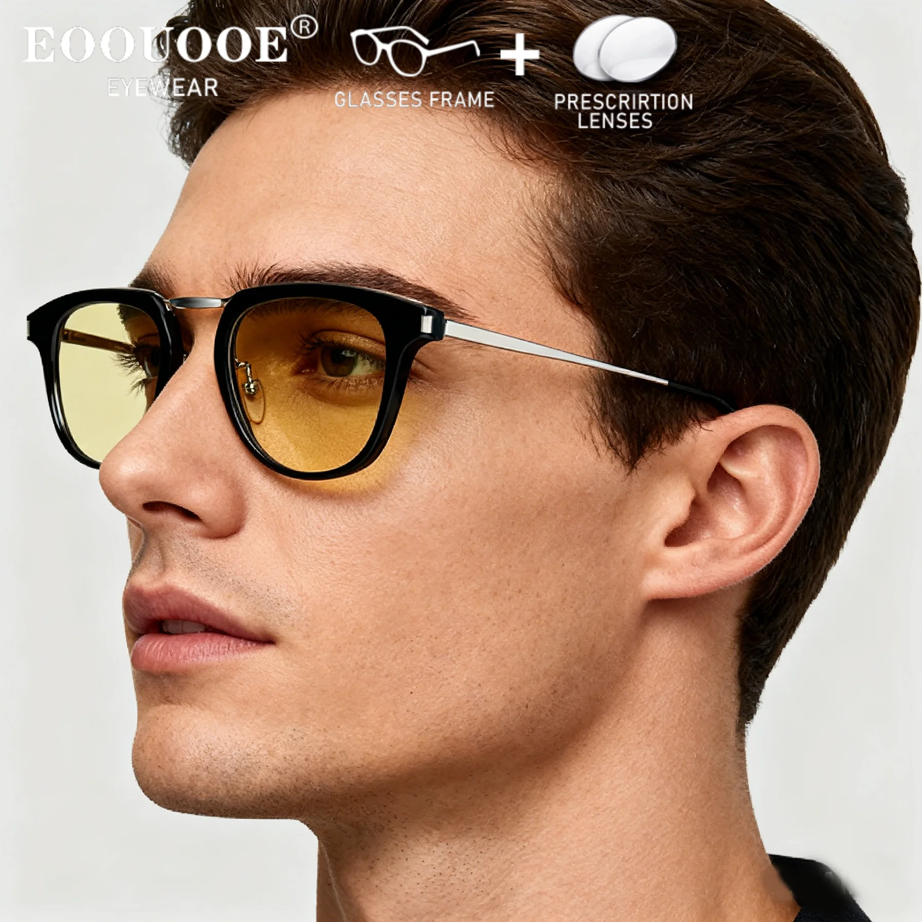 

Drive Men Vintage Champagne Stained Lenses Eyewear Prescription Glasses Progressive Myopia Reading Hyperopia Eyeglasses Acetate