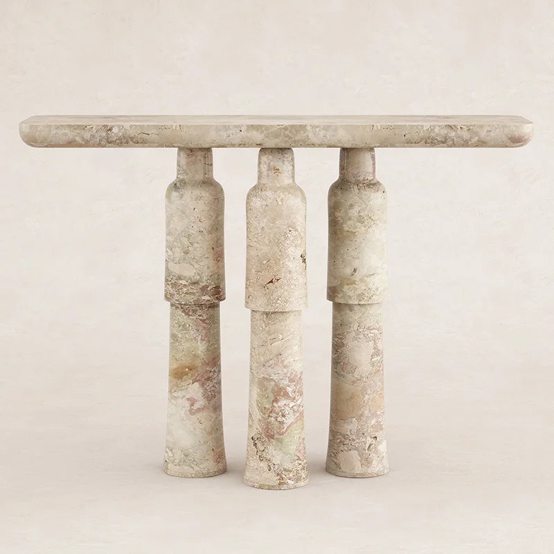 Modern Luxury Monet's Garden Marble Console Table with Two Leg for Enter Hall Living Room Hotel Dining Room Home Decor
