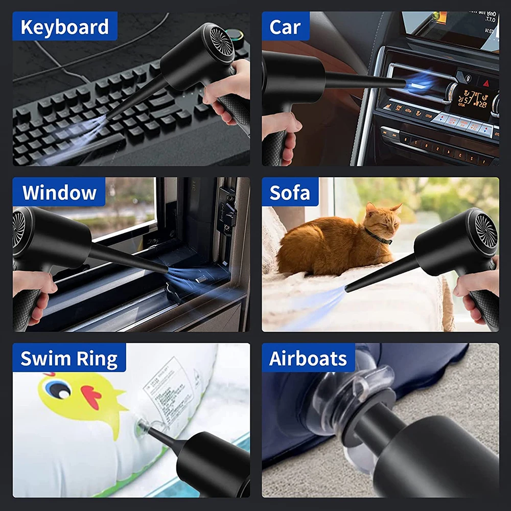 Compressed Air Duster For Computer Keyboard PC Car Clean 51000 RPM USB Charging Portable Electric Dedusting Wireless Air Blower