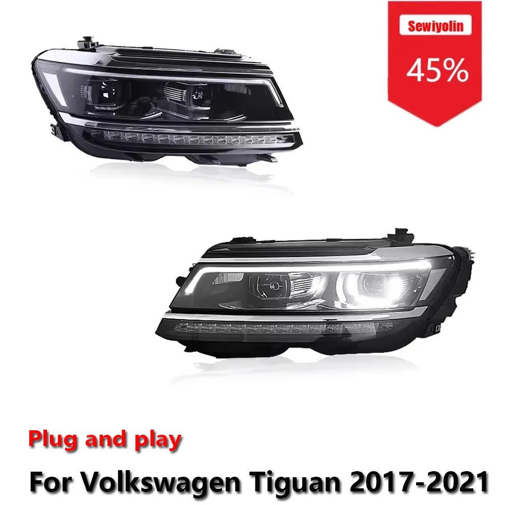 

Sewiyolin Car LED Upgrade Headlight Accessories For Volkswagen Tiguan 2017-2021 DRL Brake Turn Signal Lamp Plug and Play
