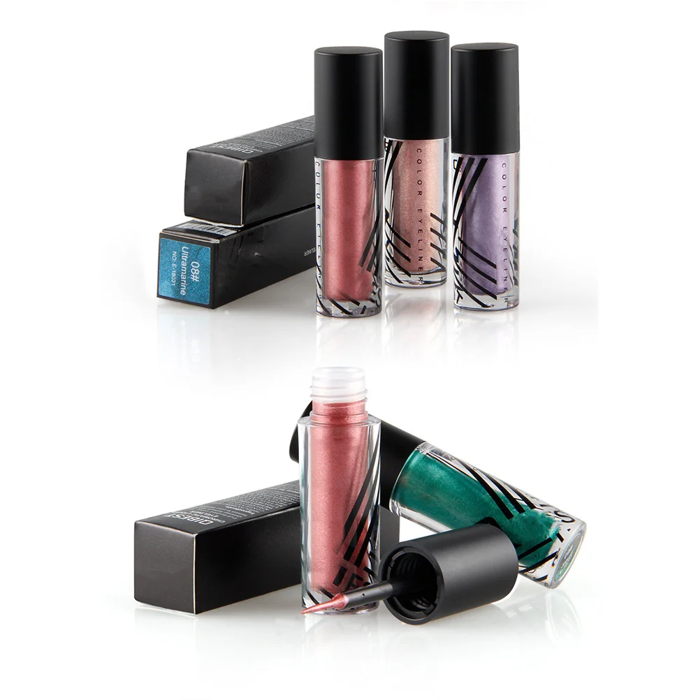 Zestaw 6 kolorowych płynnych eyelinerek z brokatem, długotrwały makijaż oczu, odporny na pot, naturalna formuła, delikatny, bezpieczny dla skóry, błyszczący.