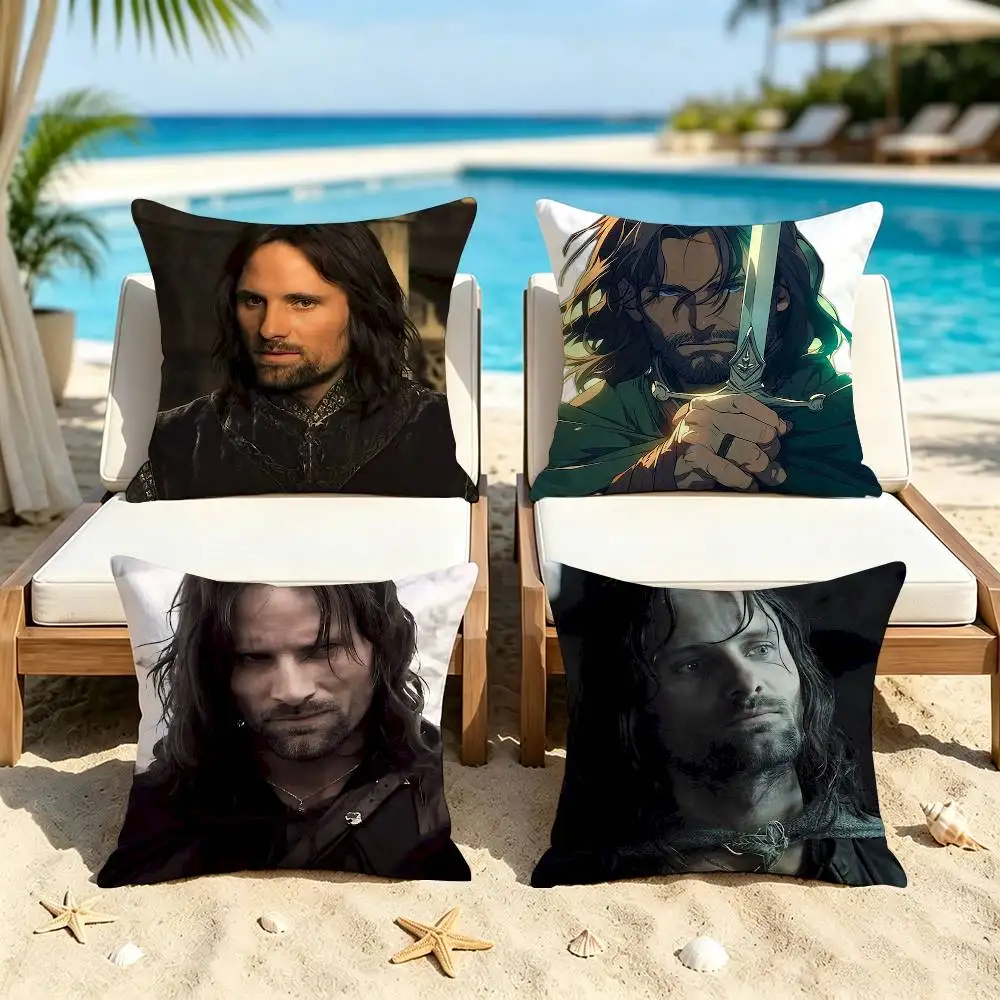 A-Aragorn II leading hero of LOTR Square Double-Sided Printed Pillow Case Sofa Cushion Cover Bedroom Bedside Decor