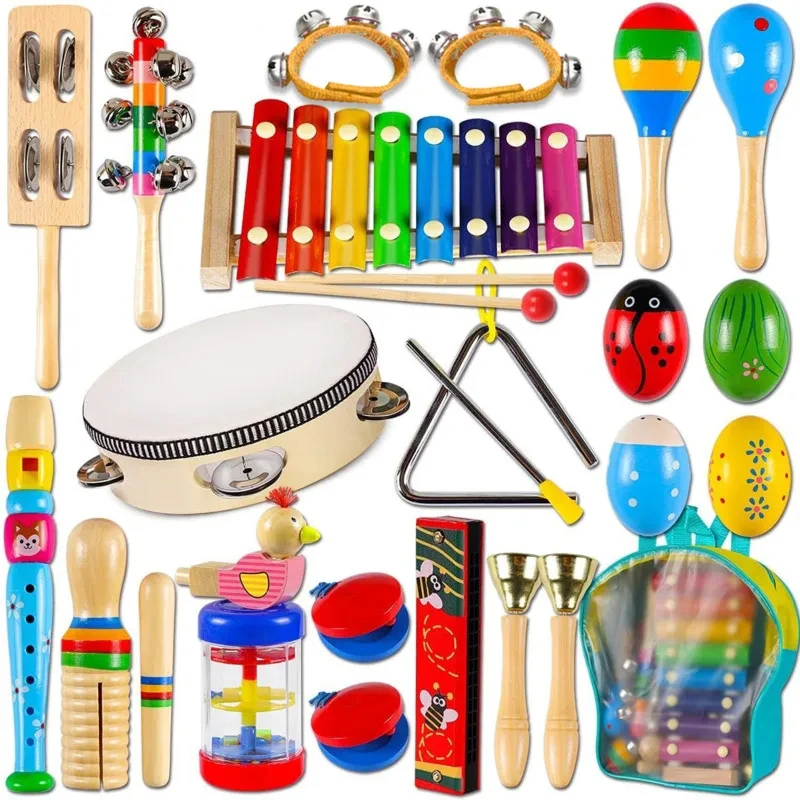 Montessori Children's Musical Toys Musical Instruments Toys for Toddler Baby Wooden Percussion Instruments Xylophone Toy Prescho