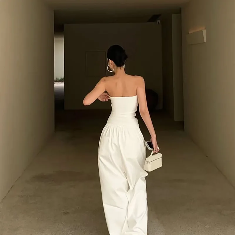 Puloru Fairycore الأبيض أنبوب القمم المرأة الصيف شيك قارب الرقبة المرقعة Bandeaus 2000s عارية الذراعين حمالة اقتصاص سترات #3