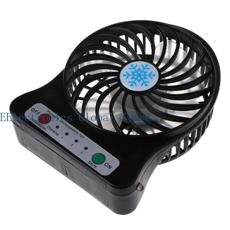 462B Portable Outdoor LED Light Fan Air Cooler Mini Desk USB Fan With 18650 Battery
