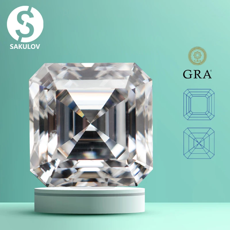 

Настоящий муассанит огранки D цвета Asscher с сертификатом 0,5-5,0 карата VVS1 Сертифицированные GRA Драгоценные камни Moissanita Пройти тестер бриллиантов