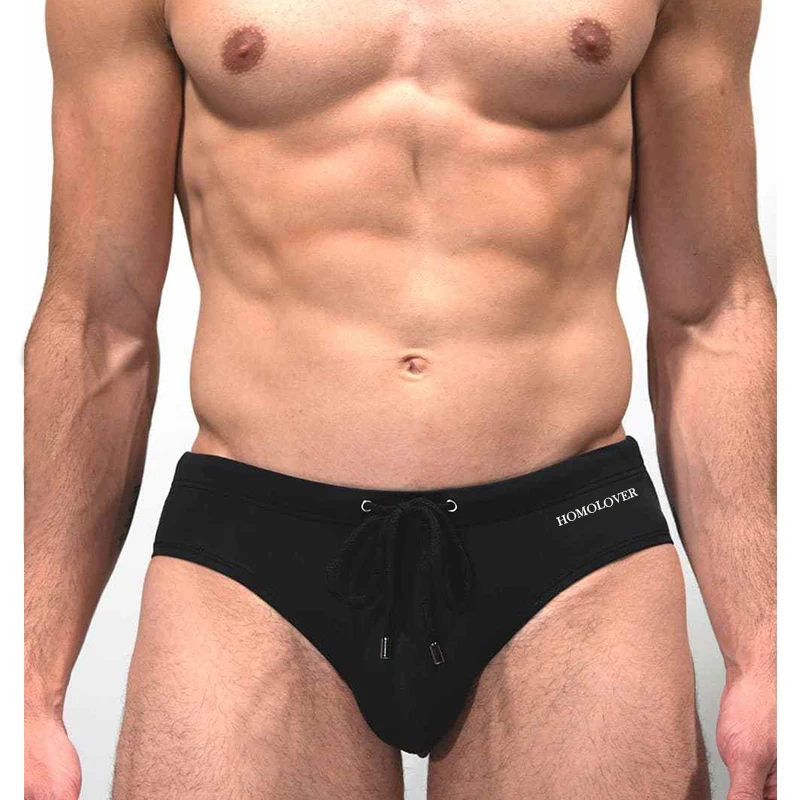 

Men's Swimwear Swim Briefs Sexy Sandbeach Adjustable Drawstring Bathing Trunks Male Summer Youth Pool Party Black Swimsuit