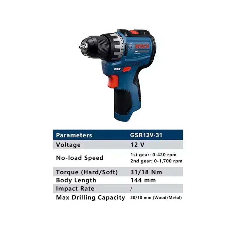 Bosch GSR 12V-31 Brushless Electric Drill  High Torque Dual-Speed ​​Home Improvement Woodworking And Repair Power Tools - view 5
