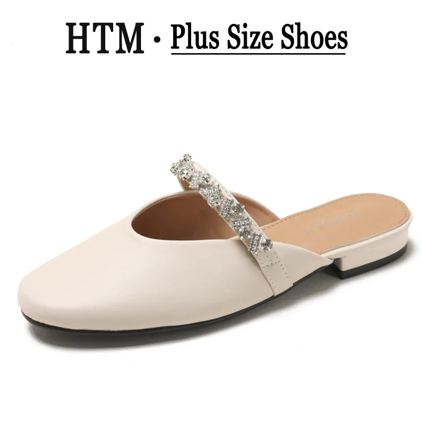 sandalias de mujer True Soft Leather Head Cover Sandals for Women Outdoor Wear 2026 New Thick Heel Mid Heel Pearl Semi-Slip-On