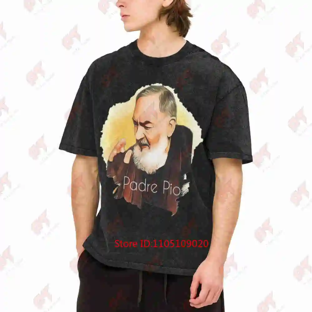 Padre Pio Blessing Vintage Washed Tee Pure Cotton T-Shirt