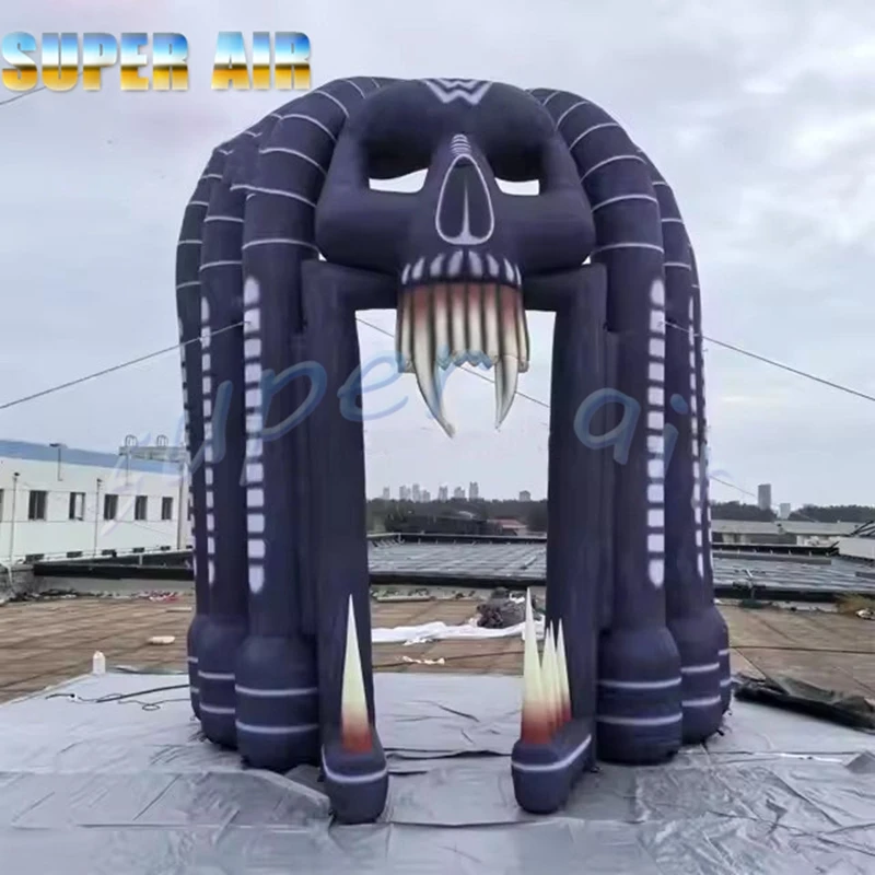 

Scary Halloween decoration outdoor inflatable human skeleton arch with blower for Halloween celebration