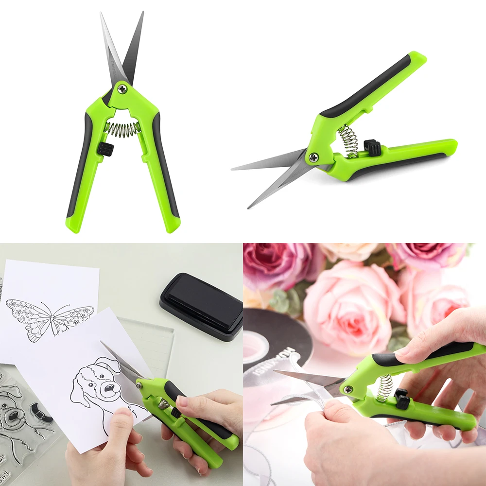 Ergonomic Spring-Action Scissors Spring-Loaded Craft Shears with Stainless Steel Blades Non-slip Rubber Grip for DIY Crafting