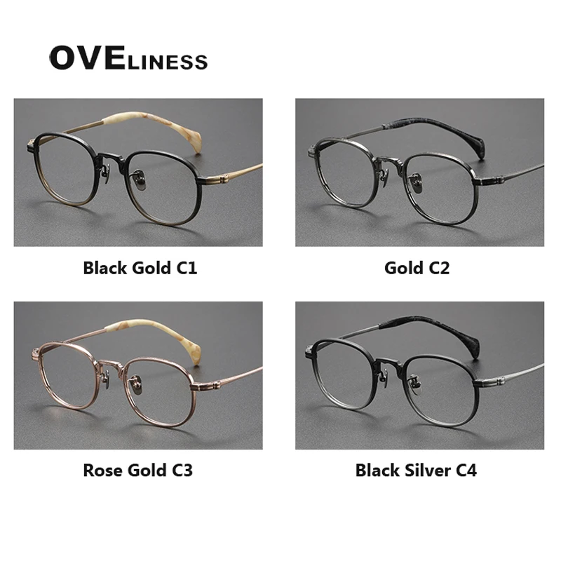 pure Titanium Glasses Frame for men Women Vintage Round Myopia Optical Prescription Eyeglasses Frame Men 2023 New Titan Eyewear