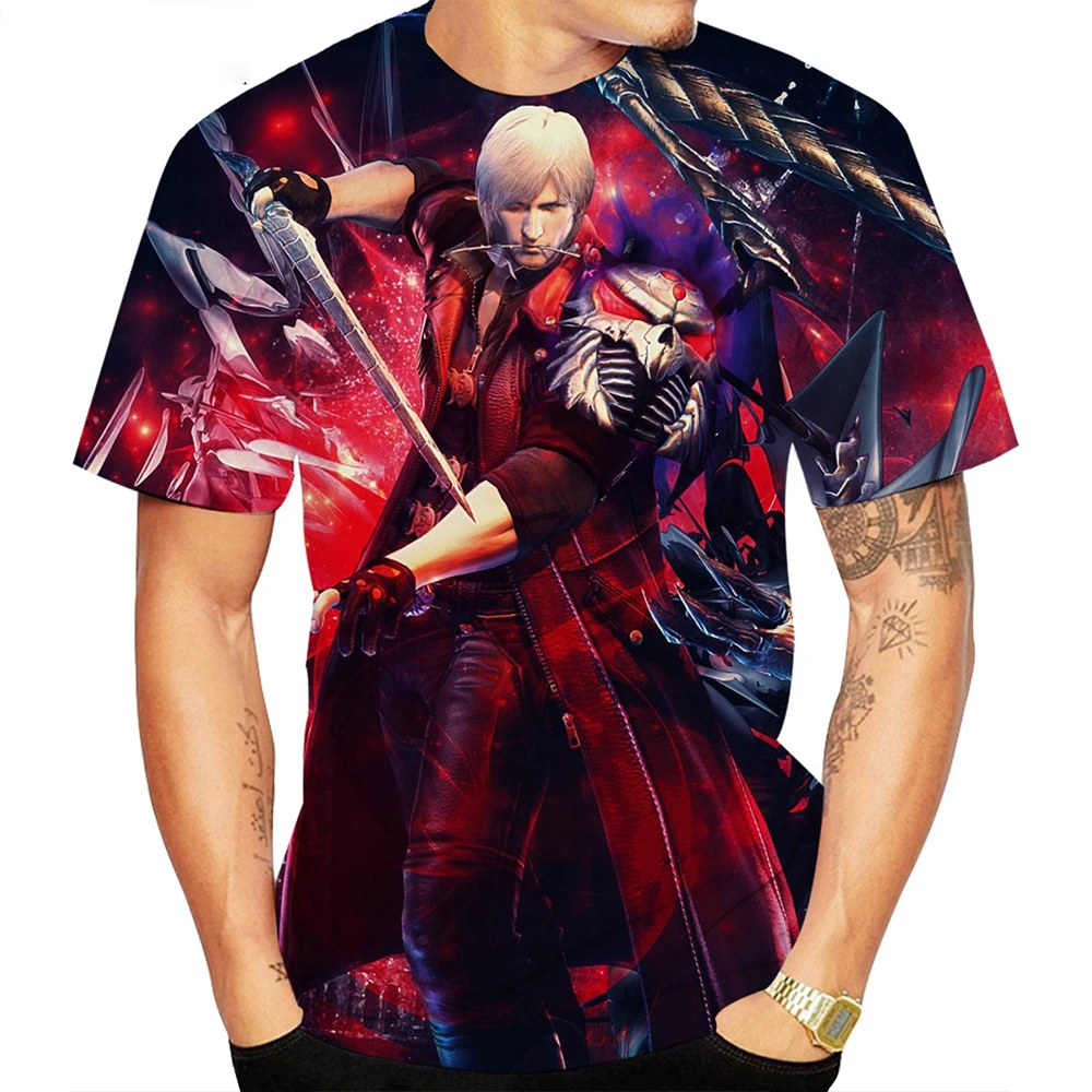 2026 Devil May Cry 3D Printing T-shirt Unisex Personalized T-shirt Men's Fashion Casual Plus Size T-shirt Round Neck T-shirt